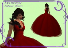 KS Design:Evening dress with roses and feathers(red)