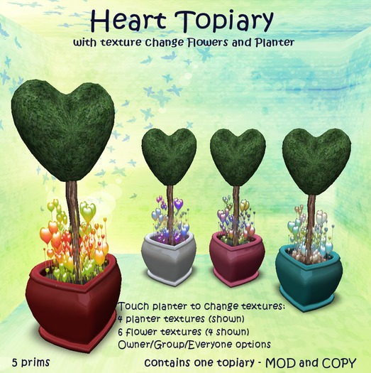 Heart Topiary with Texture Change Flowers and Planter