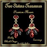 TST - PASSION FLOWER RUBY BLACK ONYX EARRINGS YG