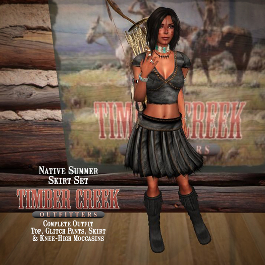 [Timber Creek] Native Women's Summer Skirt Set-Black-Boxed
