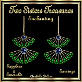 TST - ENCHANTING FAN SAPPHIRE EMERALD EARRINGS YG