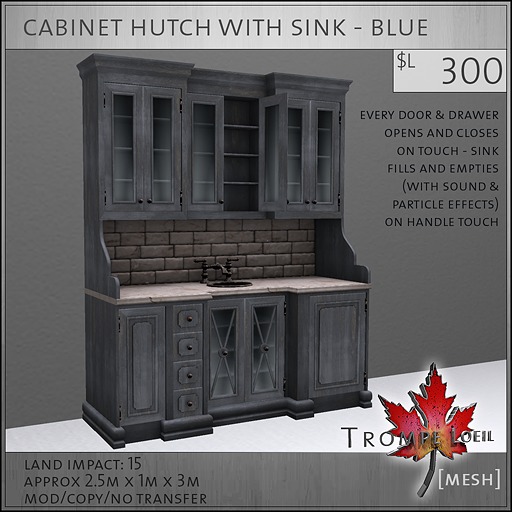 Trompe Loeil - Cabinet Hutch with Sink - Blue  [mesh]