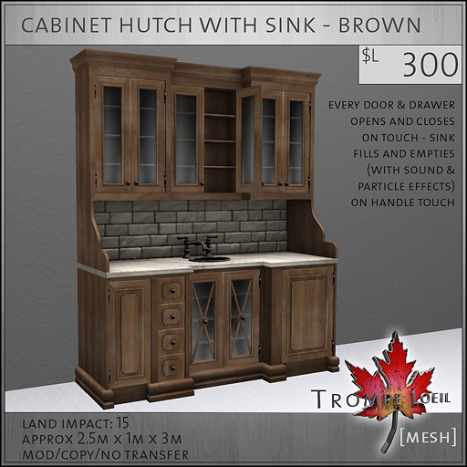 Trompe Loeil - Cabinet Hutch with Sink - Blue  [mesh]