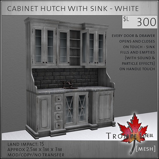 Trompe Loeil - Cabinet Hutch with Sink - White [mesh]