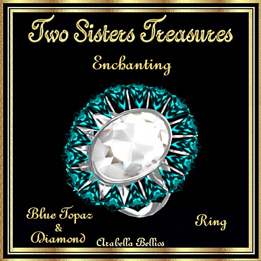 TST - ENCHANTING FAN BLUE TOPAZ DIAMOND RING SILVER