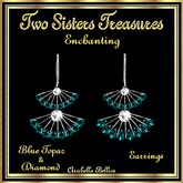 TST - ENCHANTING FAN BLUE TOPAZ DIAMOND EARRINGS SILVER