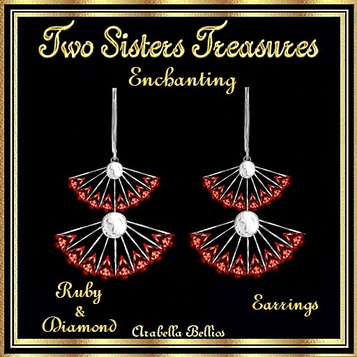 TST - ENCHANTING FAN RUBY DIAMOND EARRINGS SILVER