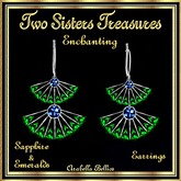 TST - ENCHANTING FAN SAPPHIRE EMERALD EARRINGS SILVER