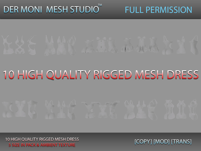 DER MONI FULL PERMISSION 10 HIGH QUALITY RIGGED DRESS PACK 1
