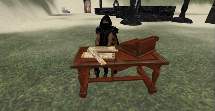 bureau de Pirate Furnature writing desk and chair  (2 prims)