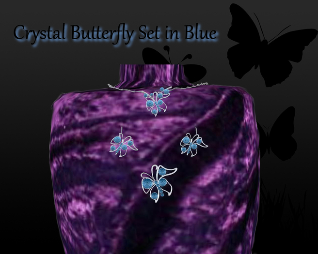 ~MS~ Crystal Butterfly Jewelry Set Pale Blue