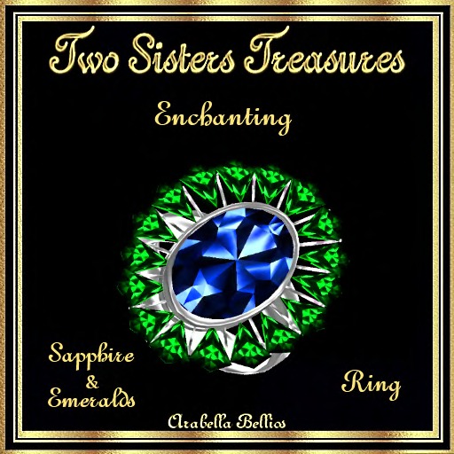 TST - ENCHANTING FAN SAPPHIRE EMERALD RING SILVER