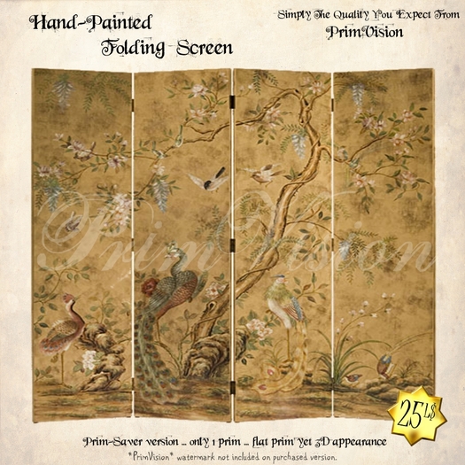 *PRIMVISION* Hand-Painted Folding Screen