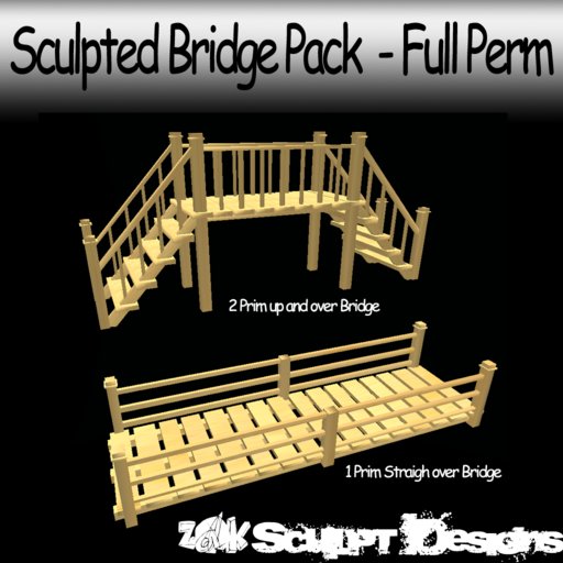 Z@K Sculpted Bridge Pack One - 2 Sculpts - Full Perm - Prefab