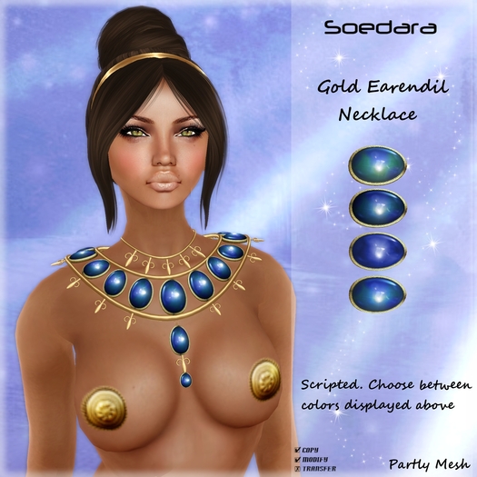~Soedara~ Gold Earendil Necklace Blue