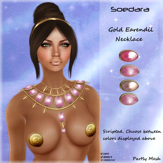~Soedara~ Gold Earendil Necklace Pink