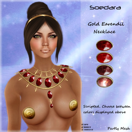 ~Soedara~ Gold Earendil Necklace Red