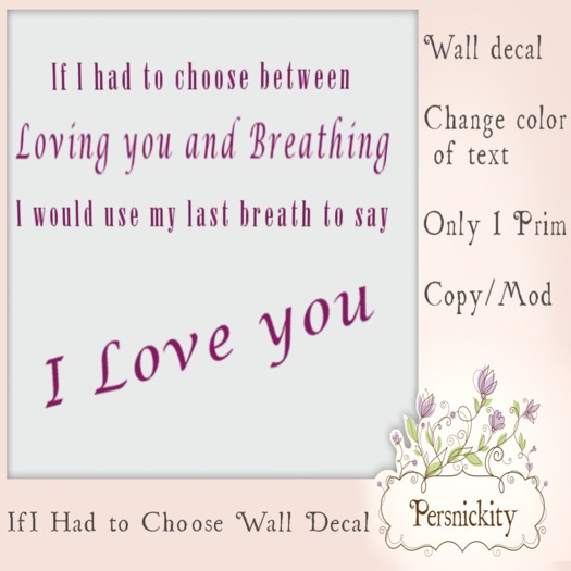 If I Had to Choose Wall Decal