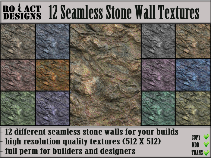 Ro!Act Designs 12 Seamless Stone Wall Textures