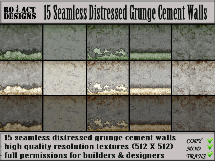 Ro!Act Designs 15 Distressed Grunge Cement Wall Textures