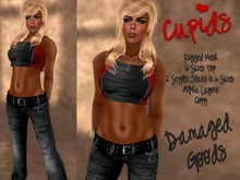 Damaged Goods Jeans and Tied Top Mesh Wild Biker Crimson