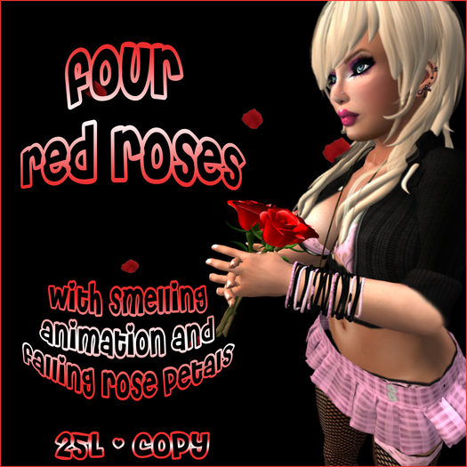 •❤• 25 L !! Souled Out  4 Long Stem Red Roses! •❤•