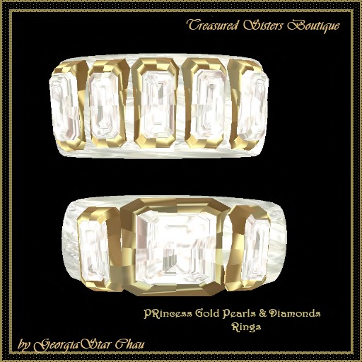 TST Princess Pearls & Diamonds Gold Rings