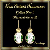 TST - DIAMOND EMERALD GOLD PEARL EARRINGS YG