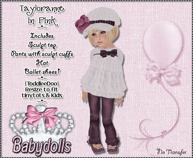 {BBT} Tayloranne in pink - Toddleedoo Outfit