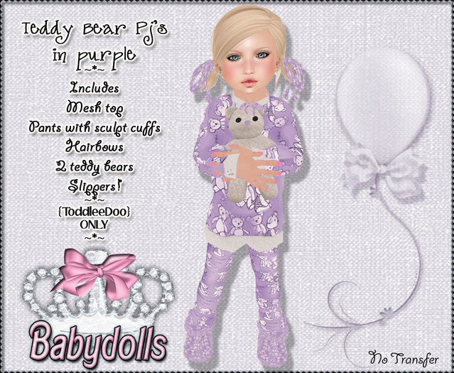 {BB} Teddy Bear PJ's in purple - Toddleedoo pajama