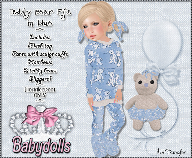 {BB} Teddy Bear PJ's in blue - Toddleedoo pajama