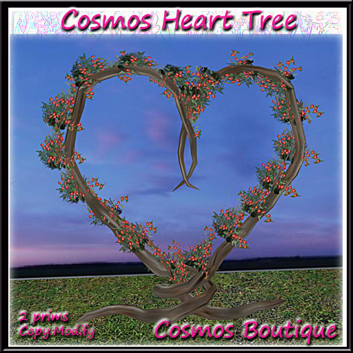 Cosmos Heart Tree Red Wild Roses