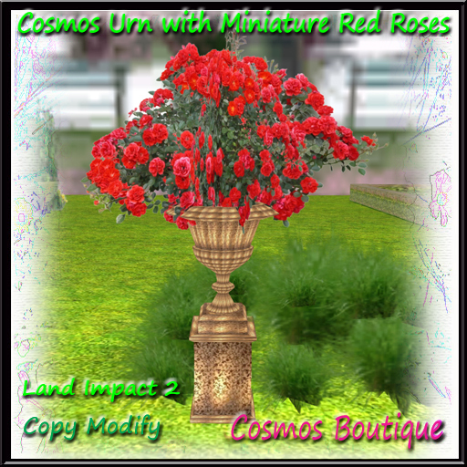 Cosmos URN with Miniature Red Roses
