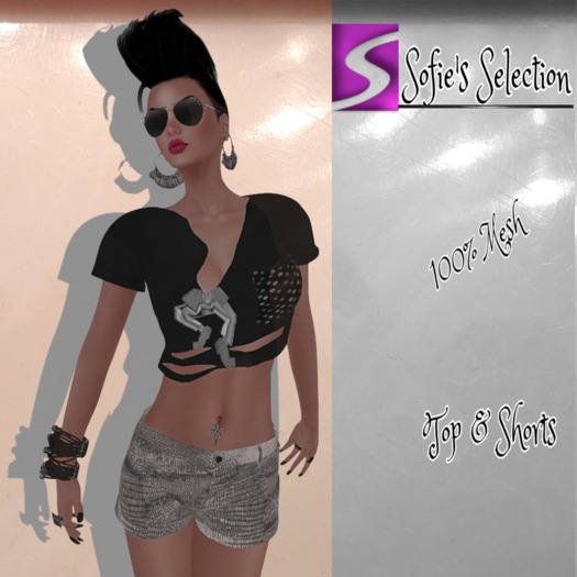 <S> Mesh Black & Silver Outfit