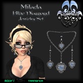 [FPI] Milada Blue - Lovely Filigree Heart Necklace, Earrings & Belly Piercing Set, A Great Gift!