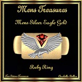 MT - MENS SILVER EAGLE GOLD RUBY RING