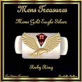 MT - MENS GOLD EAGLE SILVER RUBY RING
