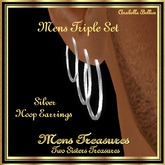 MT - MENS TRIPLE HOOP EARRINGS SILVER