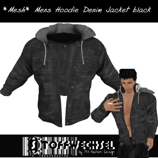 [Stoffwechsel] *Mesh* Mens Denim Hoodie Jacket black *boxed*