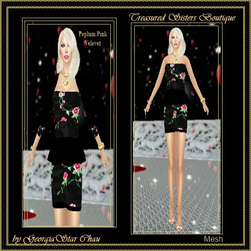 GSC Peplum Pink Velvet Mesh Dress