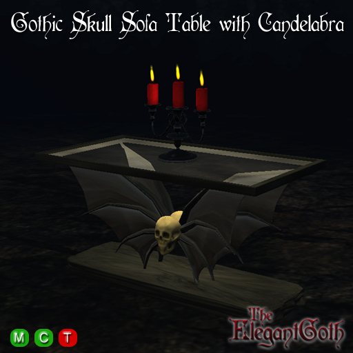 Second Life Marketplace - Gothic Skull Sofa Table - Gothic Furniture Piece