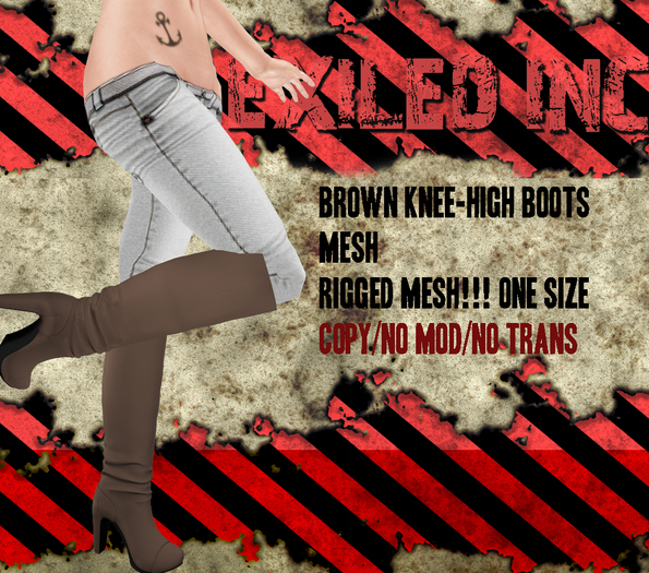 [Exiled Inc.] Brown Knee-High Boots [MESH] Rigged!