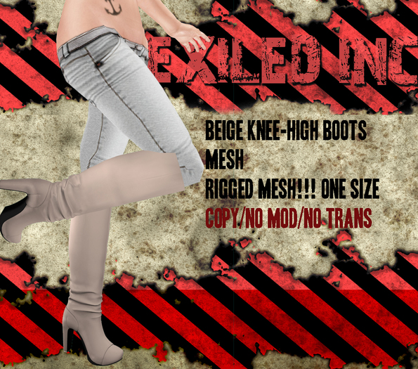 [Exiled Inc.] Beige Knee-High Boots [MESH] Rigged!