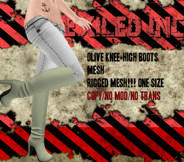 [Exiled Inc.] Olive Knee-High Boots [MESH] Rigged!