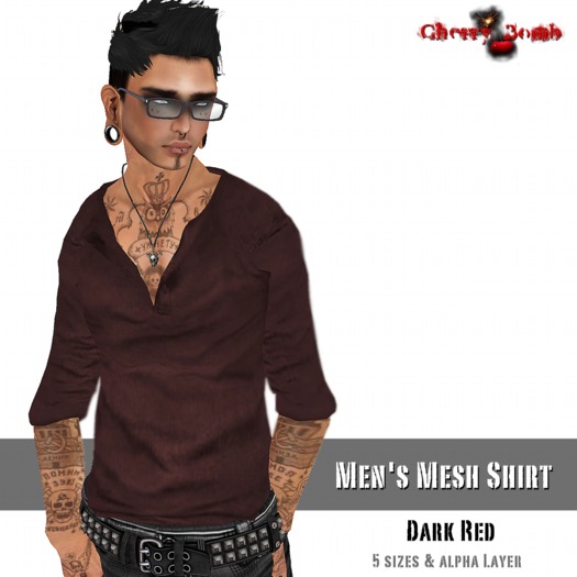 Men's Mesh Shirt - Dark Red