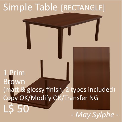 - May Sylphe - Simple Table RECTANGLE Brown glossy