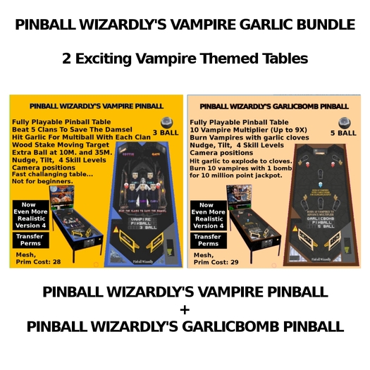 Pinball Wizardly's Playable Vampire Garlic 2 Table Bundle