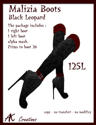 malizia black leopard boots