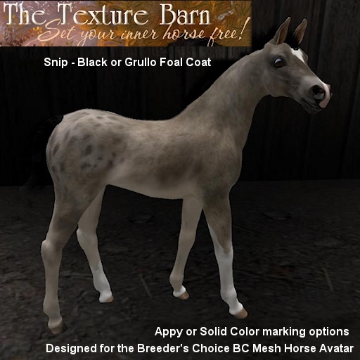 BC - Snip = Black or Grullo Foal Texture Pack