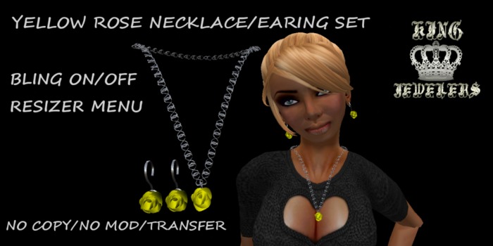 KJ-YELLOW ROSE NECKLACE/EARING SET (BOXED)